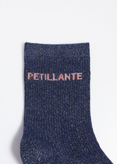 Chaussettes fil métallisé message PÉTILLANTE Marine
