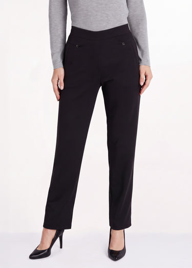 Pantalon droit taille semi élastiquée Uni Noir