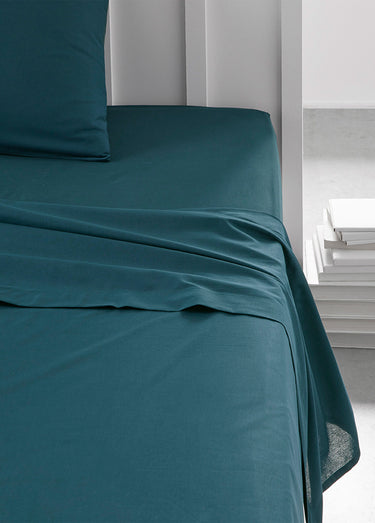 Drap plat coton uni Paon