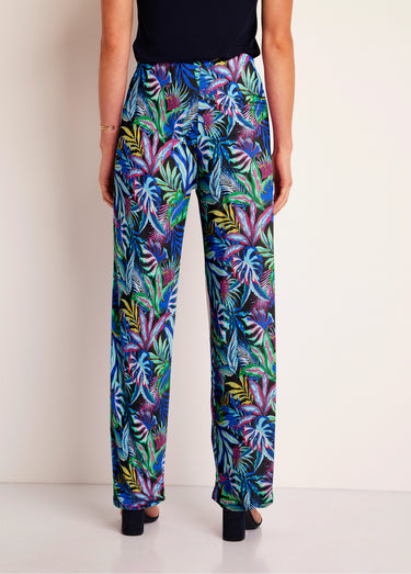 Pantalon fluide taille élastiquée maille Imprime Marine
