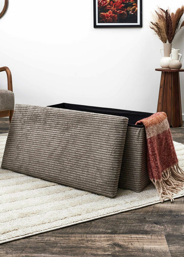 Pouf bouclette avec coffre de rangement 2B Taupe