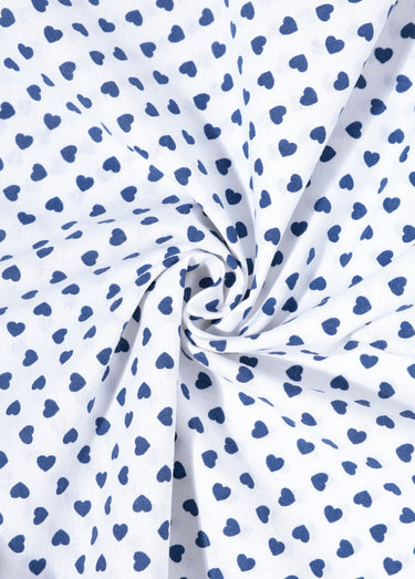 Coupon tissu motif cœurs B 3x1,5m Imprime Coeur Bleu