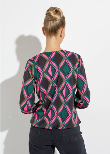 T-shirt cache-coeur effet blousant imprimé Rose/Vert