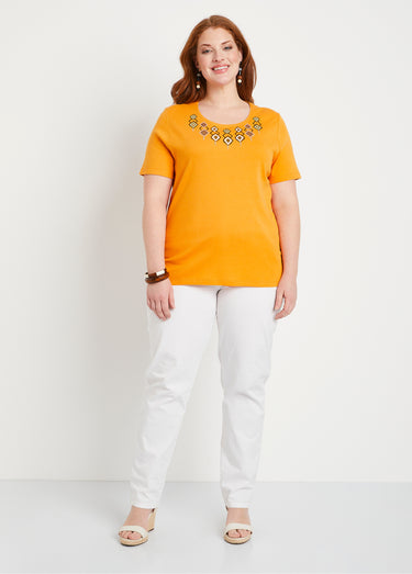 T-shirt long manches courtes Ocre