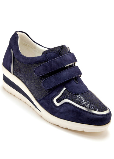 Derbies scratchés cuir largeur confort Marine