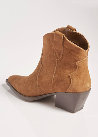 Boots western en suédine, style santiags Camel