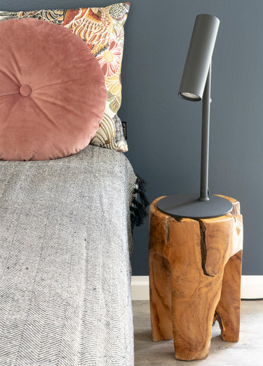 Tabouret en teck recyclé, modèle unique Naturel