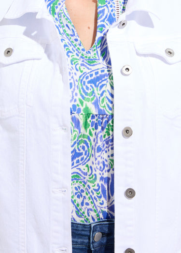 Veste en jean coupe droite stretch Blanc