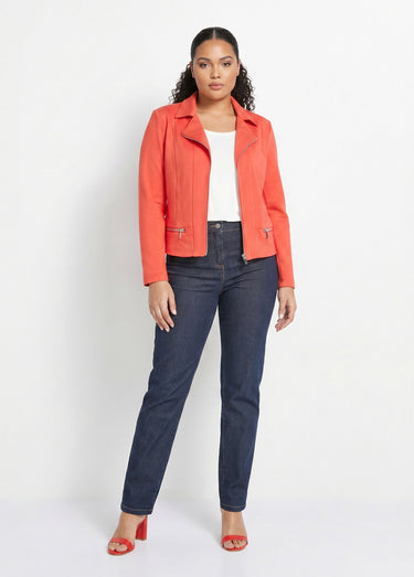 Veste courte zippée droite maille milano Capucine