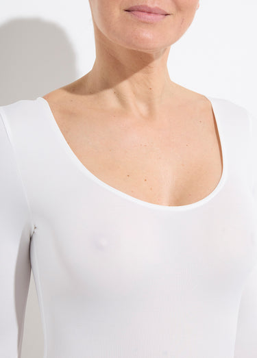 Body invisible microfibre manches longues Blanc