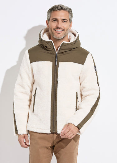 Veste chaude polaire sherpa façon moutonné Vert Fonce