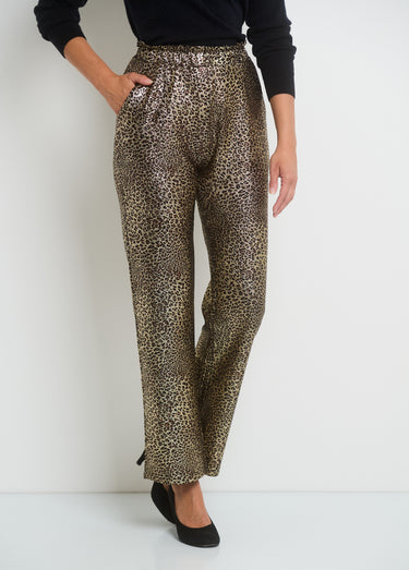 Pantalon en maille imprimée métallisée Animalier