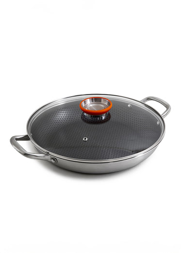 Wok 32cm triplex + couvercle Blackcube Gris