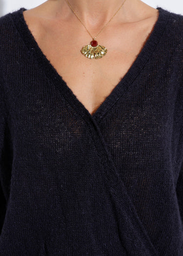 Pull doux cache-coeur avec alpaga et mohair Noir
