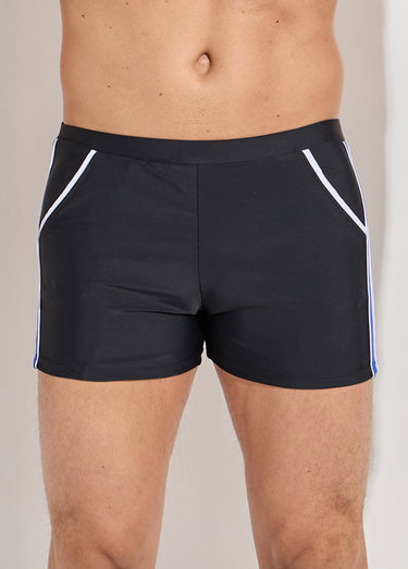 Boxer de bain piscine, bandes cotés Noir