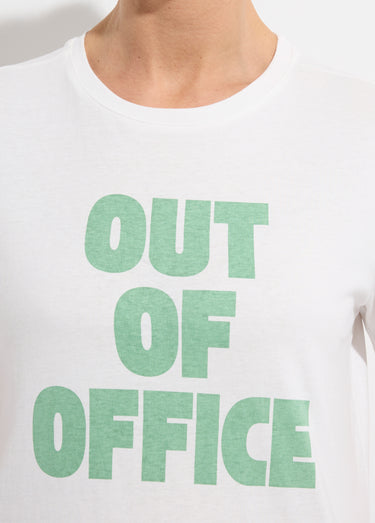 T-shirt fun inscription Out of office Blanc / Vert