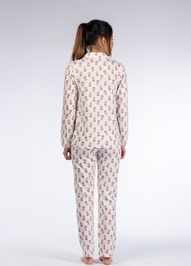 Pyjama long imprimé boutonné Violet