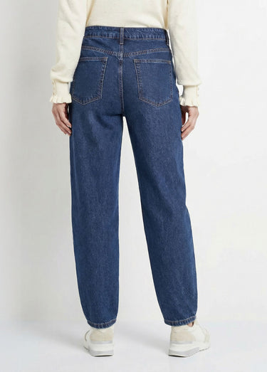 Jean cropped coupe balloon, bas resserré Bleu denim