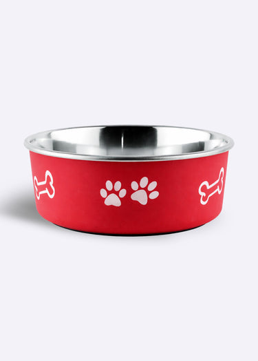 Ecuelle en inox, base caoutchouc Rouge