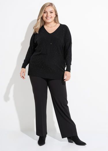 Pull maille fine jauge avec mini sequins Noir