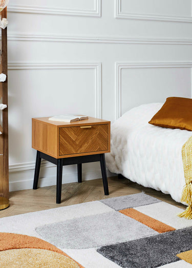 Table de chevet en bois façon chevrons Marron/Noir