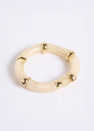 Bracelet tubes résine élastiqué Beige