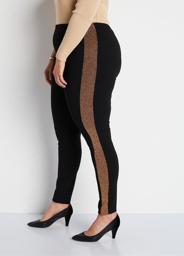 Legging taille élastiquée côtés brillants Noir