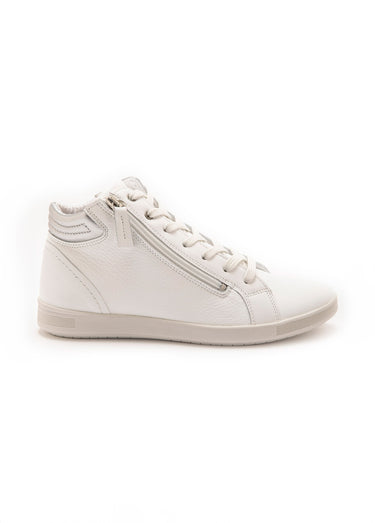 Baskets montantes en cuir, lacets et zip Blanc