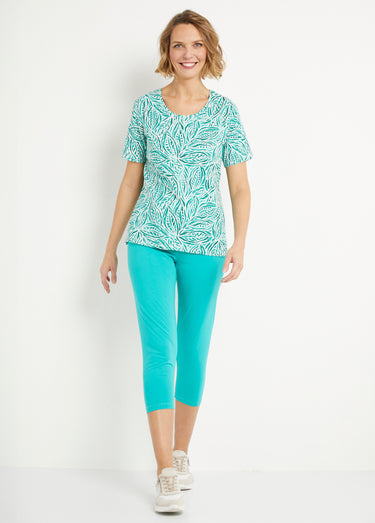 T-shirt long manches courtes col rond Imprime Aqua