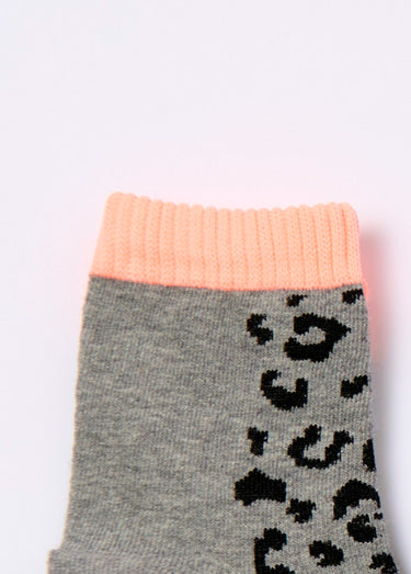 Chaussettes fantaisie léopard et fluo Rose Lot 3
