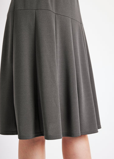 Jupe évasée mi longue unie taille élastiquée Gris