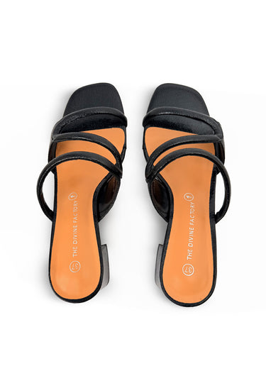 Mules talon recouvert, dessus fantaisie Noir