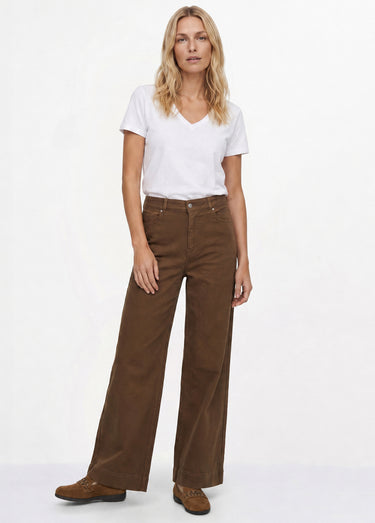 Jean large 5 poches taille haute Taupe
