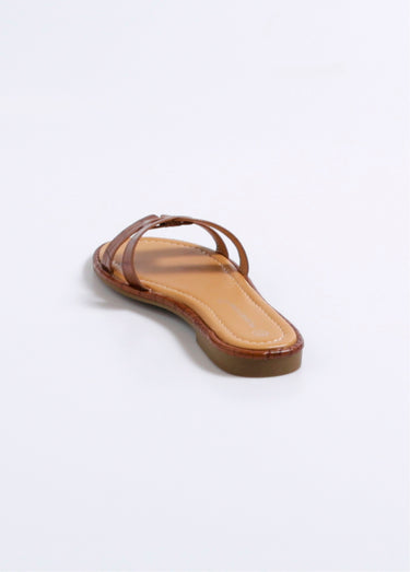 Mules plates chic façon croco Camel