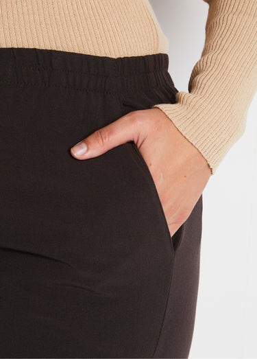 Pantalon droit taille semi-élastiquée Marron