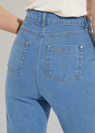 Jean 5 poches ceinture extensible coton stretch Bleach