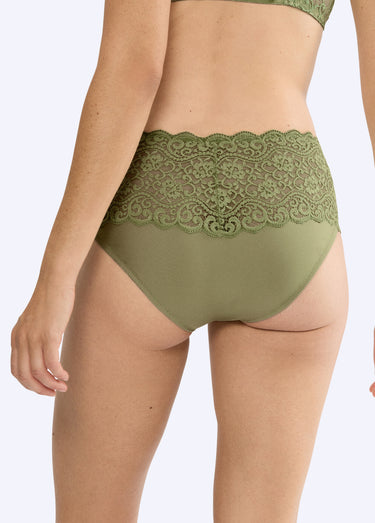 Culotte maxi dentelle extensible, Amourette Olive