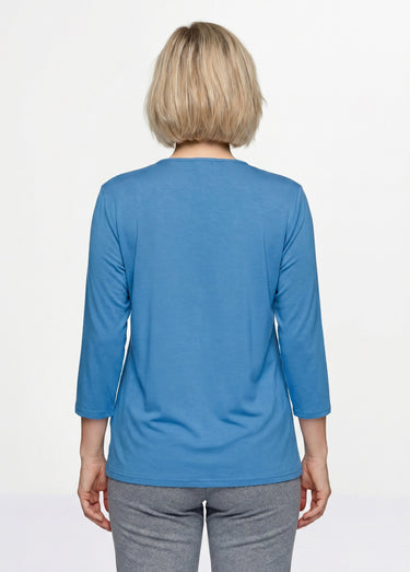 T-shirt manches 3/4 clouté fantaisie Bleu