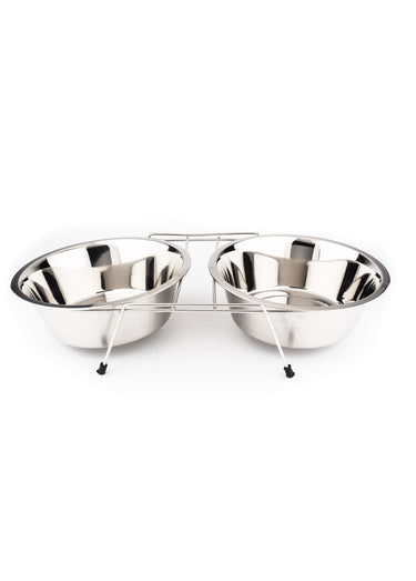 Gamelle double inox avec support Argente