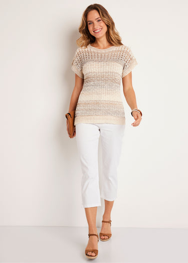 Pull ajouré col rond Naturel