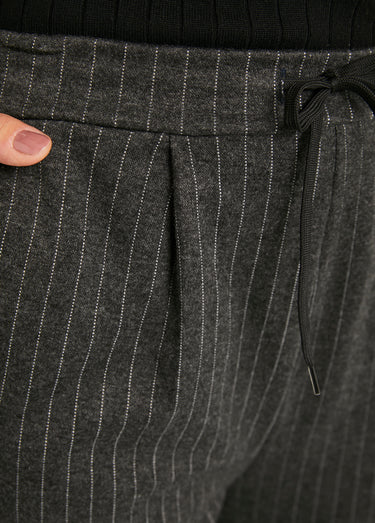 Pantalon droit taille élastiquée maille stretch Gris Raye
