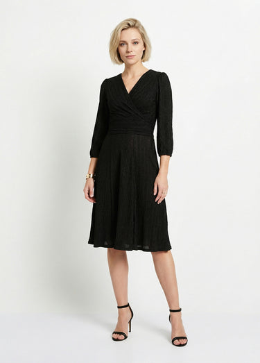 Robe courte pailletée cache-coeur Noir
