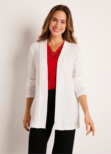 Gilet long droit Ecru