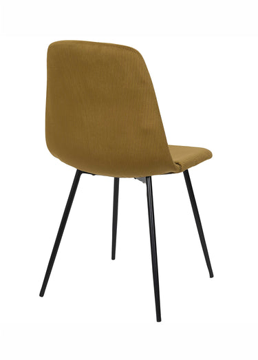 Set 4 Chaises velours cotelé, pieds métal Jaune Moutarde