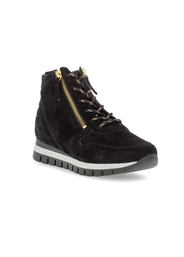 Baskets montantes cuir velours Noir