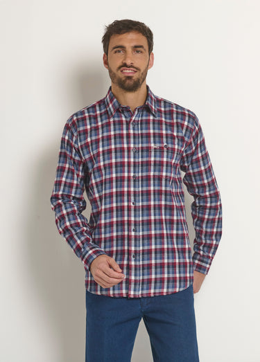 Chemise chaude en flanelle avec carreaux Carreaux Bleu/Rouge