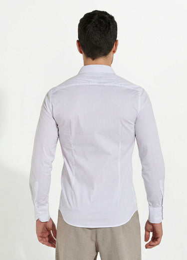 Chemise en coton stretch, col à pointes Blanc