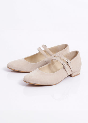 Ballerines babies cuir à talon doubles brides Beige
