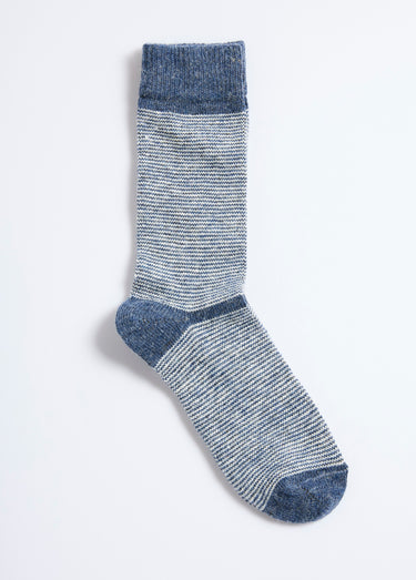 Paire de chaussettes rayées chaudes avec laine Bleu