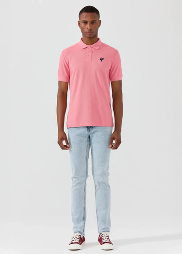 Polo casual manches courtes avec broderie Rose